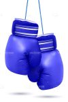 Blue Boxing Gloves Hanging from Above